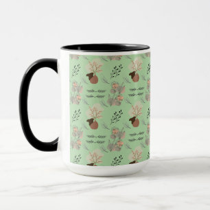 Minimale vaas, veren en boho bloemkunst- mok