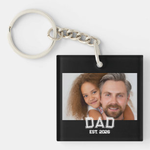 Minimale Vader Opgericht Jaar Nieuwe Vader Foto Sleutelhanger