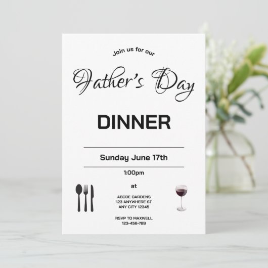 Minimale Vaderdag-dineruitnodiging Kaart (Staand voorkant)
