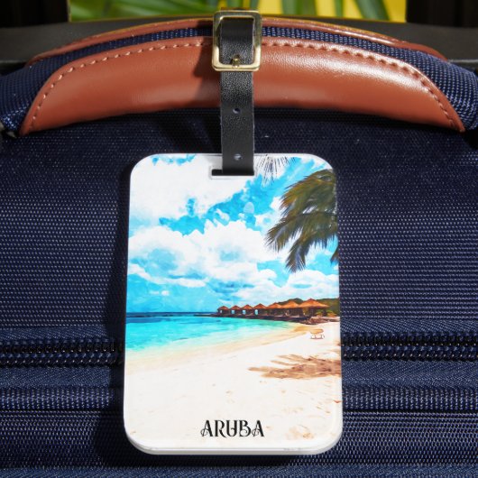 Minimale vakantie naar Aruba Caribisch eiland Bagagelabel (Voorkant Insitu 2)