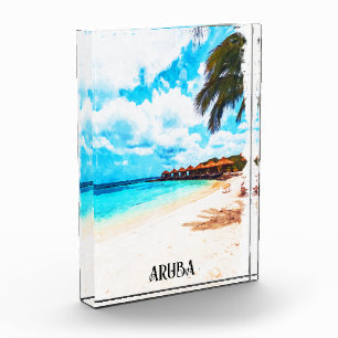 Minimale vakantie naar Aruba Caribisch eiland Fotoblokken