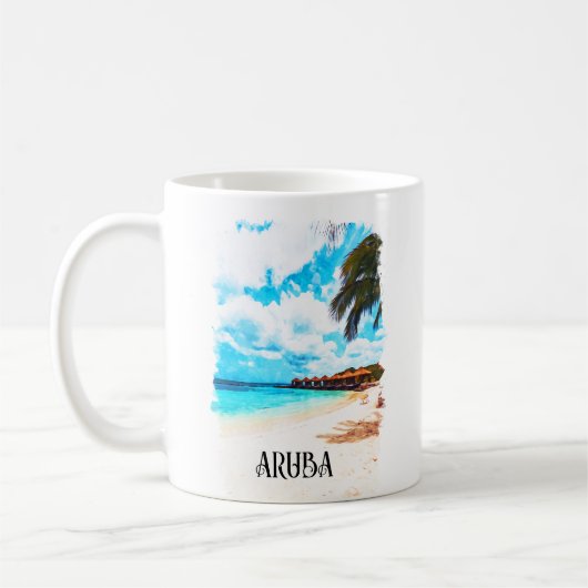 Minimale vakantie naar Aruba Caribisch eiland Koffiemok (Links)