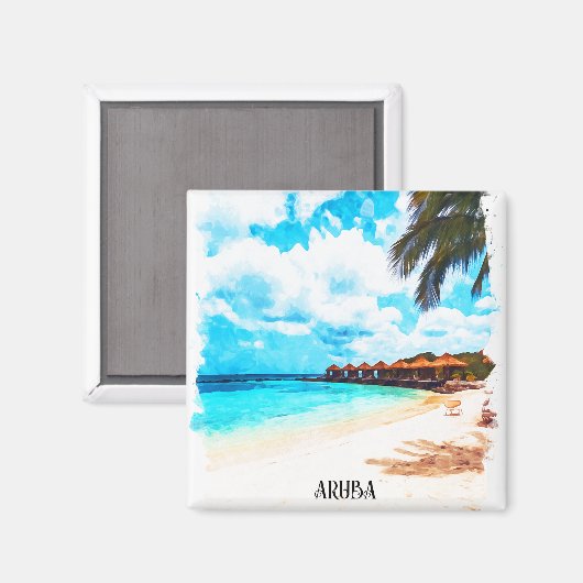 Minimale vakantie naar Aruba Caribisch eiland Magneet (Voorkant / Achterkant)