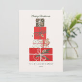 Minimale vakantie Scandi Style Gifts Stack Non-Pho Feestdagenkaart (Staand voorkant)