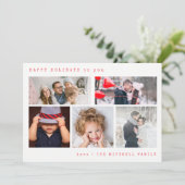 Minimale vakantiefotocollage | Rode gingham Feestdagenkaart (Staand voorkant)