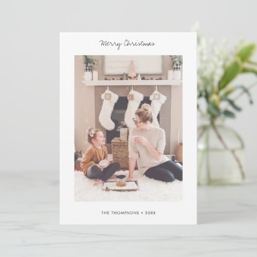 Minimale vakantiefotokaart feestdagenkaart (Staand voorkant)