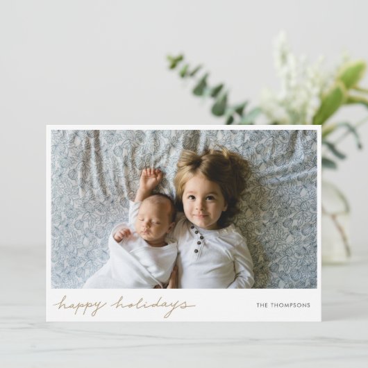 Minimale vakantiefotokaart feestdagenkaart (Staand voorkant)