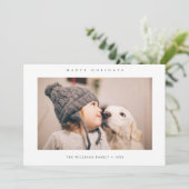 Minimale vakantiefotokaart | Lichtgrijs Feestdagenkaart (Staand voorkant)