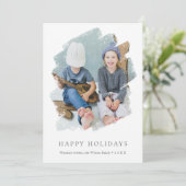 Minimale vakantiefotokaart | wit feestdagenkaart (Staand voorkant)