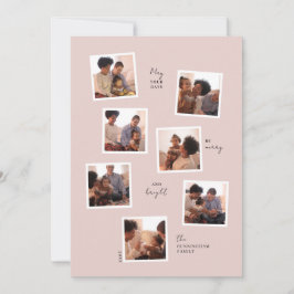 Minimale vakantiekaart met zeven foto's feestdagenkaart