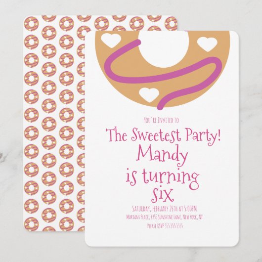 Minimale Valentijnsdag Donut Heart Birthday Kaart (Voorkant / Achterkant)