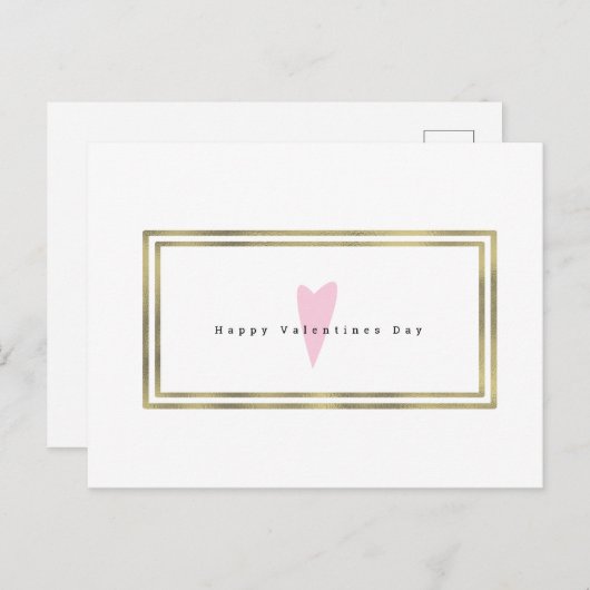 Minimale Valentijnsdag Eenvoudig hart Faux Gold Briefkaart (Voorkant / Achterkant)
