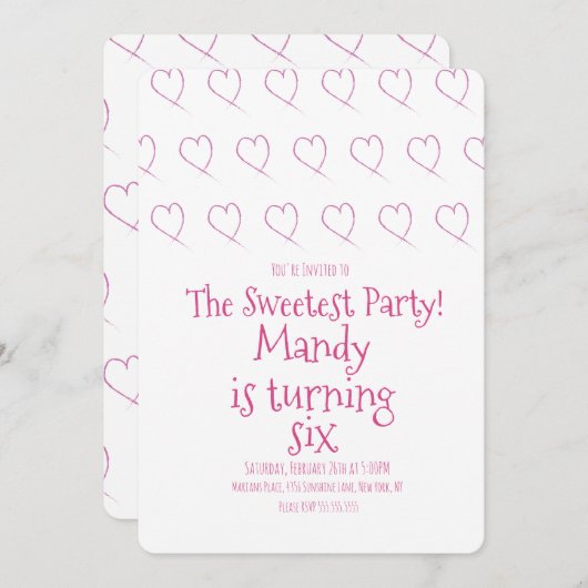 Minimale Valentijnsdag Hartskribble Hearts Kaart (Voorkant / Achterkant)