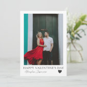 Minimale Valentijnsdag zwart-wit en foto Feestdagenkaart (Staand voorkant)