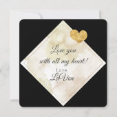 Minimale Valentijnse zwarte en goudLOVE Feestdagenkaart (Achterkant)