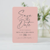 Minimale vaste, blush roze kleurenbruiloft save the date (Staand voorkant)