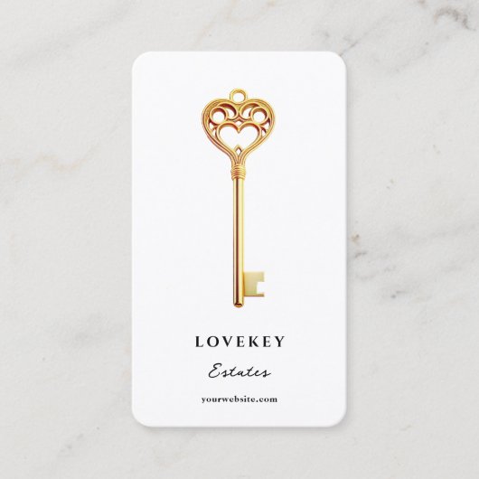 Minimale vastgoed sleutel makelaar hypotheek wit visitekaartje (Voorkant)
