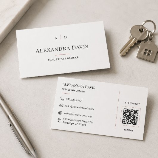 Minimale Vastgoedmakelaar QR-code Visitekaartje