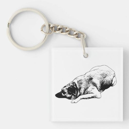 Minimale vectorhond deelt kalmte op vakantieverpla sleutelhanger (voorkant)