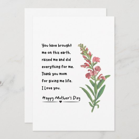 Minimale ventilatortekening Dank u Moederdag Feestdagenkaart (Voorkant / Achterkant)