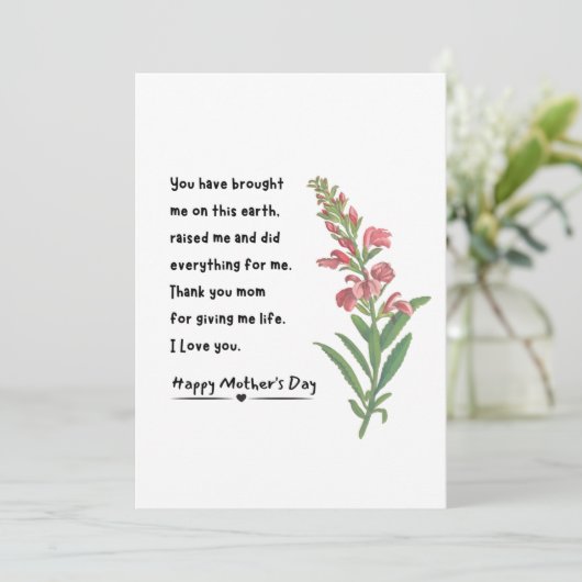 Minimale ventilatortekening Dank u Moederdag Feestdagenkaart (Staand voorkant)