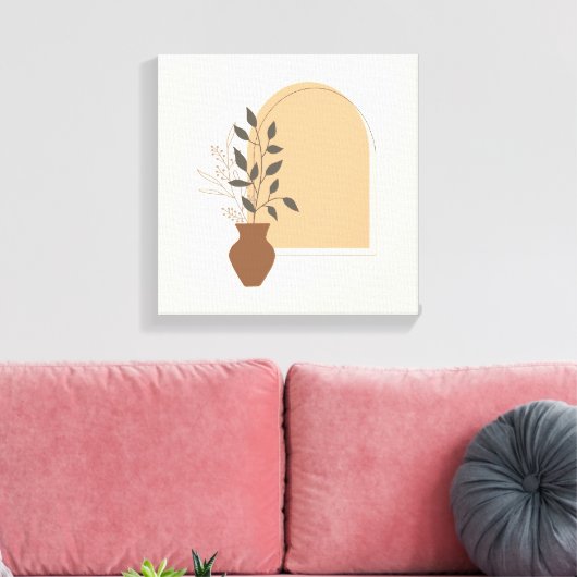 Minimale ventilatorvase en -arch met Boho-stijl Canvas Afdruk (Insitu (Woonkamer))