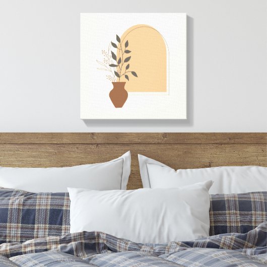 Minimale ventilatorvase en -arch met Boho-stijl Canvas Afdruk (Insitu (Slaapkamer))
