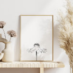 Minimale ventilatorzwarte en witte lijntekening poster<br><div class="desc">Eenvoudige en elegante bloem in minimalistisch zwart-wit.</div>