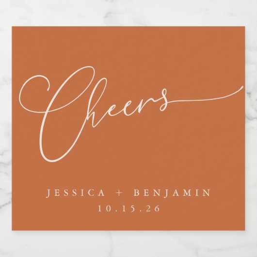 Minimale verbrande Oranje kabelbruiloft Likeurfles Etiket (Enkel label)