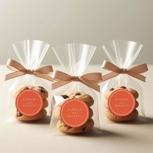 Minimale verbrande Sinaasappel ronde bruiloft Stic Ronde Sticker