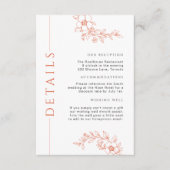 Minimale verbrande Sinaasappels Bloemen Trouwdetai Informatiekaartje (Voorkant)