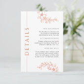 Minimale verbrande Sinaasappels Bloemen Trouwdetai Informatiekaartje (Staand voorkant)