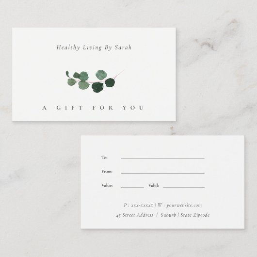 Minimale vergunning voor Eucalyptus Foliage Cadeau Visitekaartje (Voorkant / Achterkant)