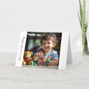 Minimale verjaardag bedankkaart voor baby's eerste