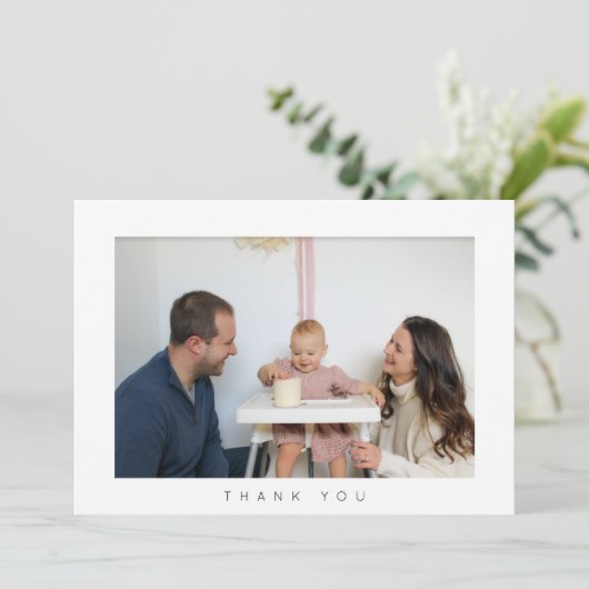 Minimale verjaardag Dank u wel fotokaart Bedankkaart (Staand voorkant)