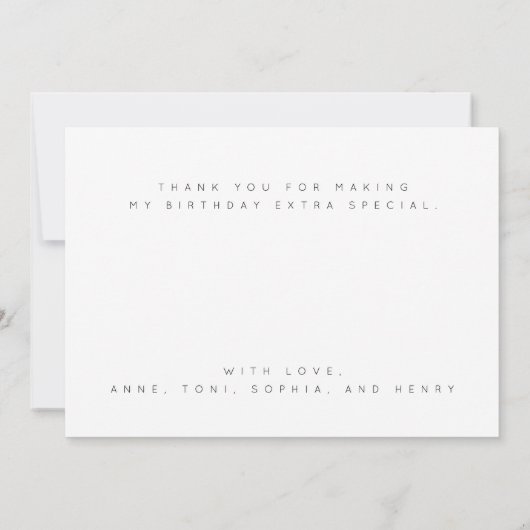 Minimale verjaardag Dank u wel fotokaart Bedankkaart (Achterkant)