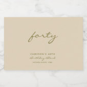 Minimale verjaardag van beige en goudleeftijd likeurfles etiket (Enkel label)