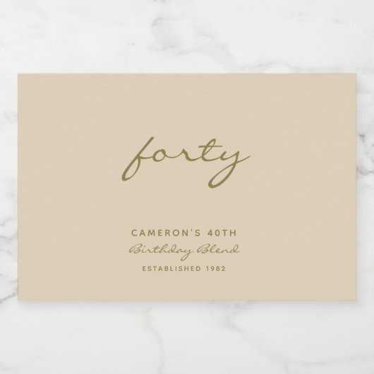 Minimale verjaardag van beige en goudleeftijd likeurfles etiket (Enkel label)