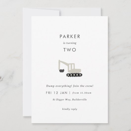 Minimale verjaardag van Digger Construction Party Kaart (Voorkant)
