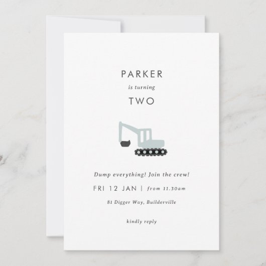 Minimale verjaardag van Digger Construction Party Kaart (Voorkant)