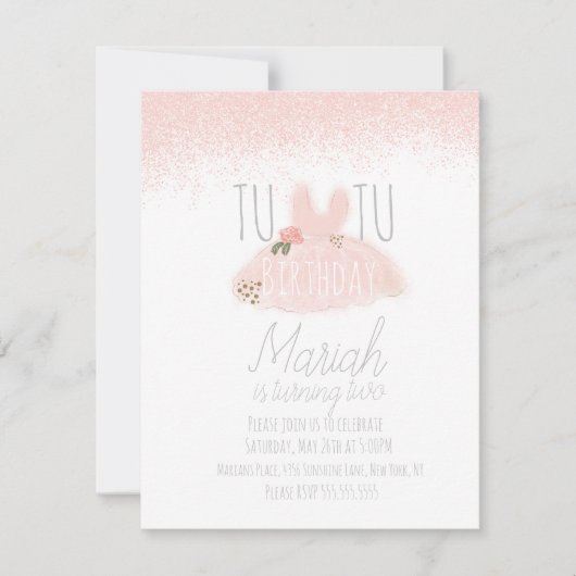 Minimale verjaardag van Tutu Girl, twee glitter Kaart (Voorkant)