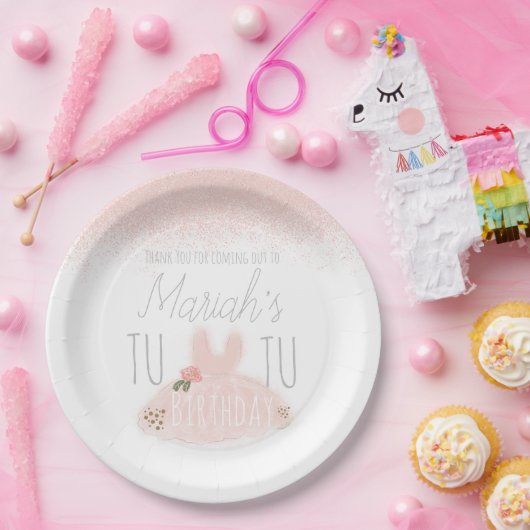 Minimale verjaardag van Tutu Girl, twee glitter Papieren Bordje (Feest)