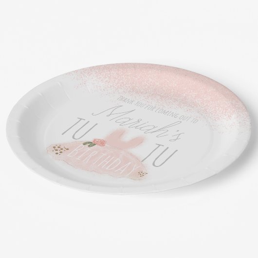 Minimale verjaardag van Tutu Girl, twee glitter Papieren Bordje (Gekanteld)