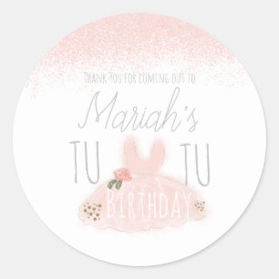 Minimale verjaardag van Tutu Girl, twee glitter Ronde Sticker