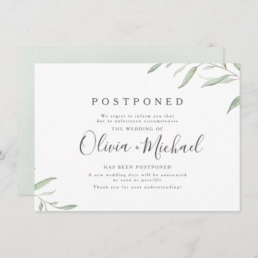 Minimale verlenging van de groene kalligrafie brui kaart (Voorkant / Achterkant)