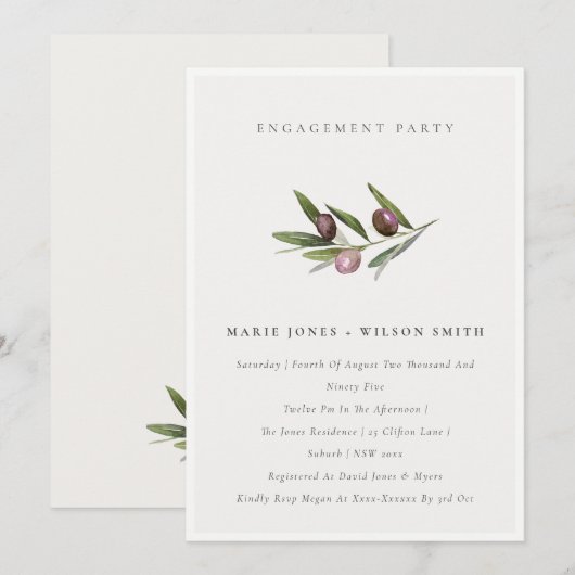 Minimale Verloving voor olijfaftakking Bedankkaart (Voorkant / Achterkant)