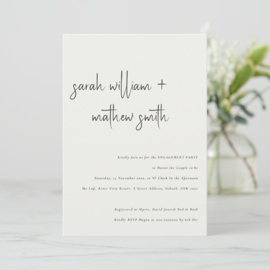 Minimale Verloving voor zwart-witscript (zwart-wit Kaart (Staand voorkant)