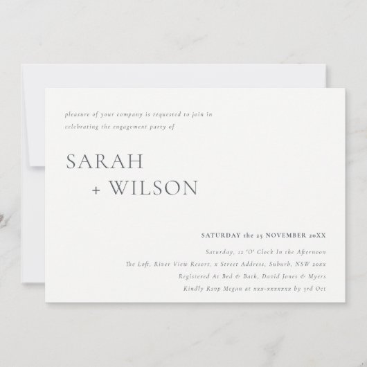 Minimale Verloving voor zwart-wittypografie Bedankkaart (Voorkant)