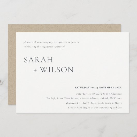 Minimale Verloving voor zwart-wittypografie Bedankkaart (Voorkant / Achterkant)