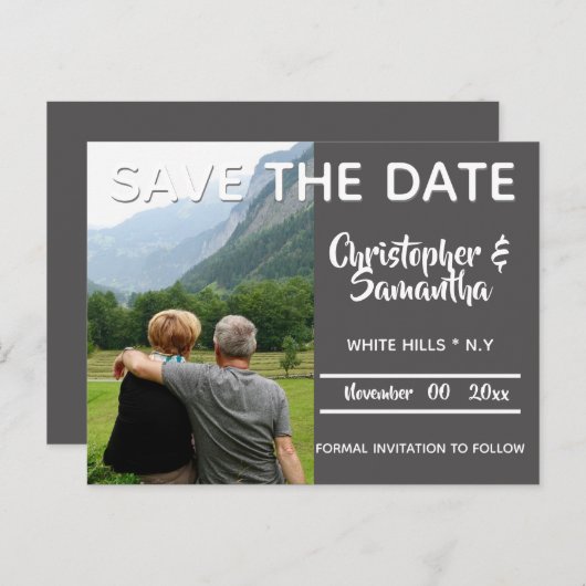 Minimale vernieuwing van het karton voor de bruilo aankondigingskaart (Voorkant / Achterkant)